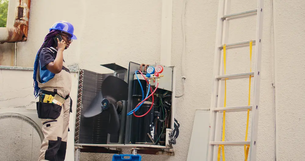 licensed technician repairing Split System at aussie home